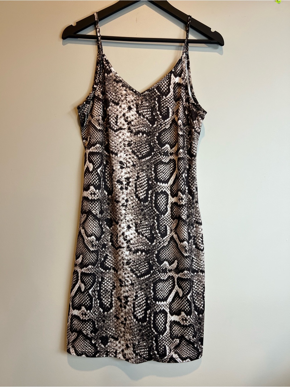 Snakeskin Print Slip Dress Women’s Medium Black Brown Cami Mini Y2K Animal Print